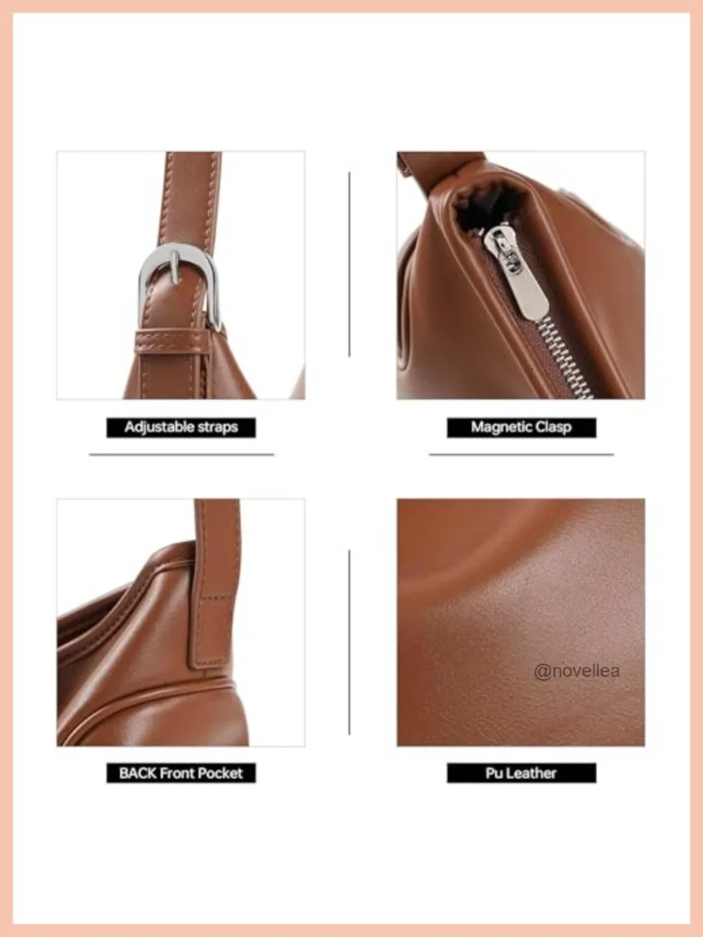 Faux Leather Hobo Tote Bag Women Crossbody Shoulder Work Handbag